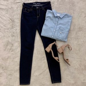 OLD NAVY RockStar Mid Rise Dark Wash Skinny Jeans